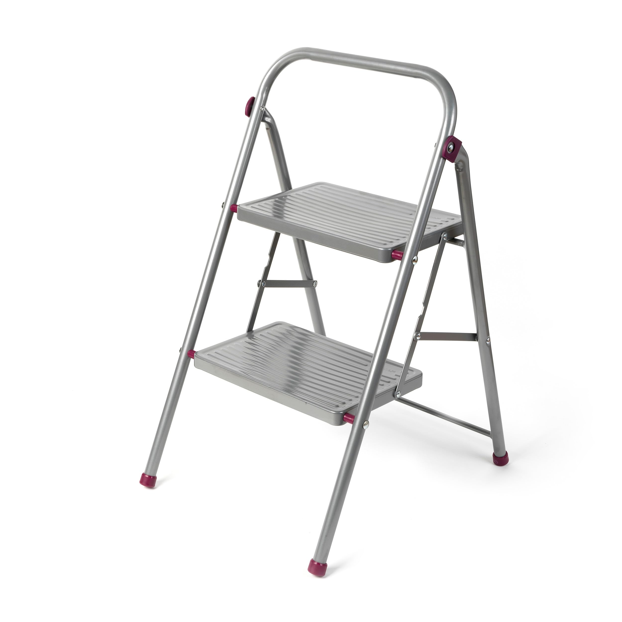 Kleeneze KL068491EU 2-Step Folding DIY Stepladder, Portable Ladder with Non-Slip Feet, Collapsible for Compact Storage, Lightweight Steps, Strong Steel Structure with Safety Clip, 150kg Capacity, 80cm