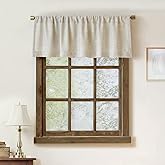 Oindec Farmhouse Faux Linen Valance for Windows, 54x15 inch, Natural | Rod Pocket Valance Curtains, Country Rustic Kitchen Living Room Bathroom Small Window Valances