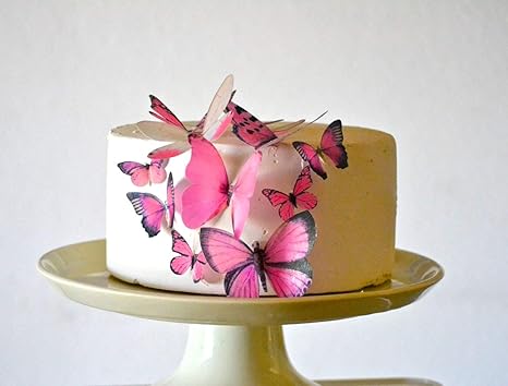 Amazon Com Edible Butterflies Assorted Pink Set Of 15 Cake And Cupcake Toppers Decoration Kitchen Dining