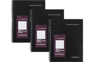 Cambridge Limited Professional Spiral Notebook NEW BUSINESS ADDITION, 3 Pack, Legal Ruled, 6-5/8" X 9-1/2" Page Size, 80 Sheets, Wirebound Office journal & Notebook for Women & Men, Black. CAM10-402