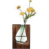 10-Inch Wood and Glass Inlay Vase - Merging The Natural Warmth and Texture of Wood with The Elegance and Color of Glass, Perfect for Enhancing Home Decor, Office Desk, Kitchen Table or Living Room