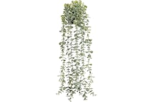 Der Rose 1Pcs Fake Plants Hanging Artificial Potted Faux Eucalyptus Plants for Vintage Boho Farmhouse Bathroom Office Desk Wall Book Shelf Room Accessories Decor Indoor