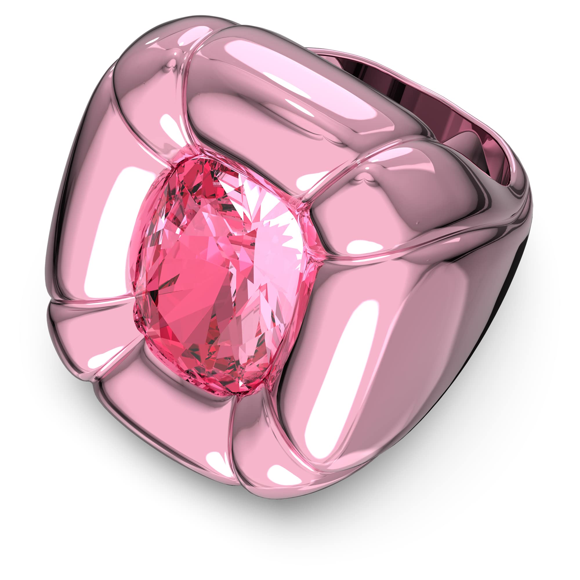 Swarovski Dulcis Cocktail Ring, Pink Cushion Cut Crystal and Pink Aluminium, from the Dulcis Collection, Size 50