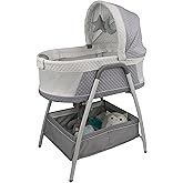 TruBliss Journey 2-in-1 Convertible Infant Bassinet, Classic Design Baby Crib Sleeper with Storage, Comforting Vibrations, Soothing Lullabies, and Nature Noises (Soft Grey)