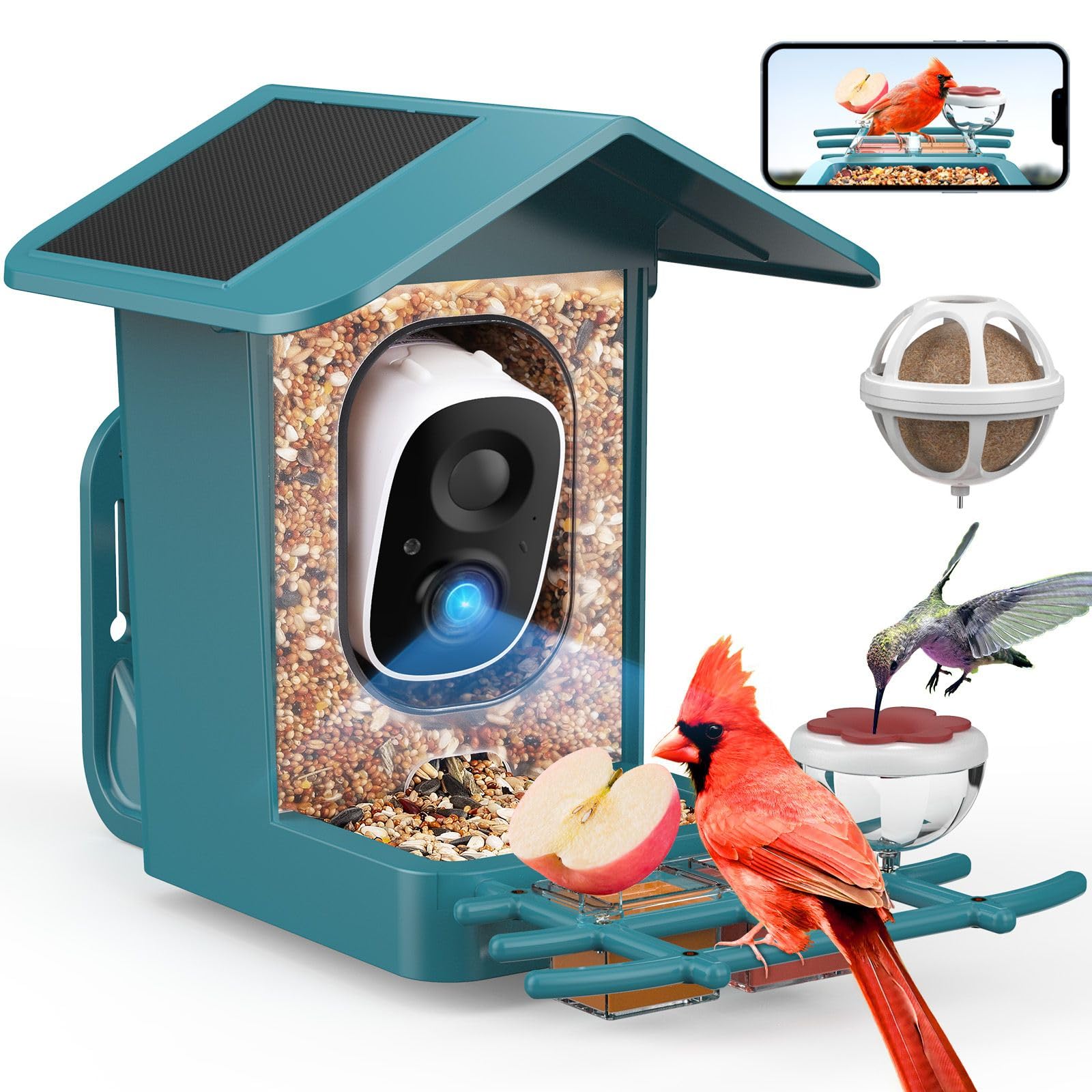 Photo 1 of **ITEM FACTORY SEALED** PeckCam® Bird Feeder with Camera Solar Powered, AI Identify & Auto Capture with 32GB Card, 2K HD Live Video Smart Bird Feeder Camera Instant Notifications in Backyard, Gift for Bird Lovers