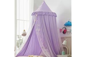 Bed Canopy for Girls, Double Layer Dome Mosquito Net Princess Canopy for Girls Bed Room Decor Reading Nook (Purple)