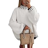 ATHMILE Womens Sweaters Fall Oversized Pullover Long Sleeve Mock Neck Chunky Knit Jumper Tops Winter Fashion Clothing 2025