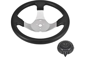 Trkimal Steering Wheel, 300mm Steering Wheel with Cap for Taotao Go-Kart & Dune Buggy Racing Cart Accessory