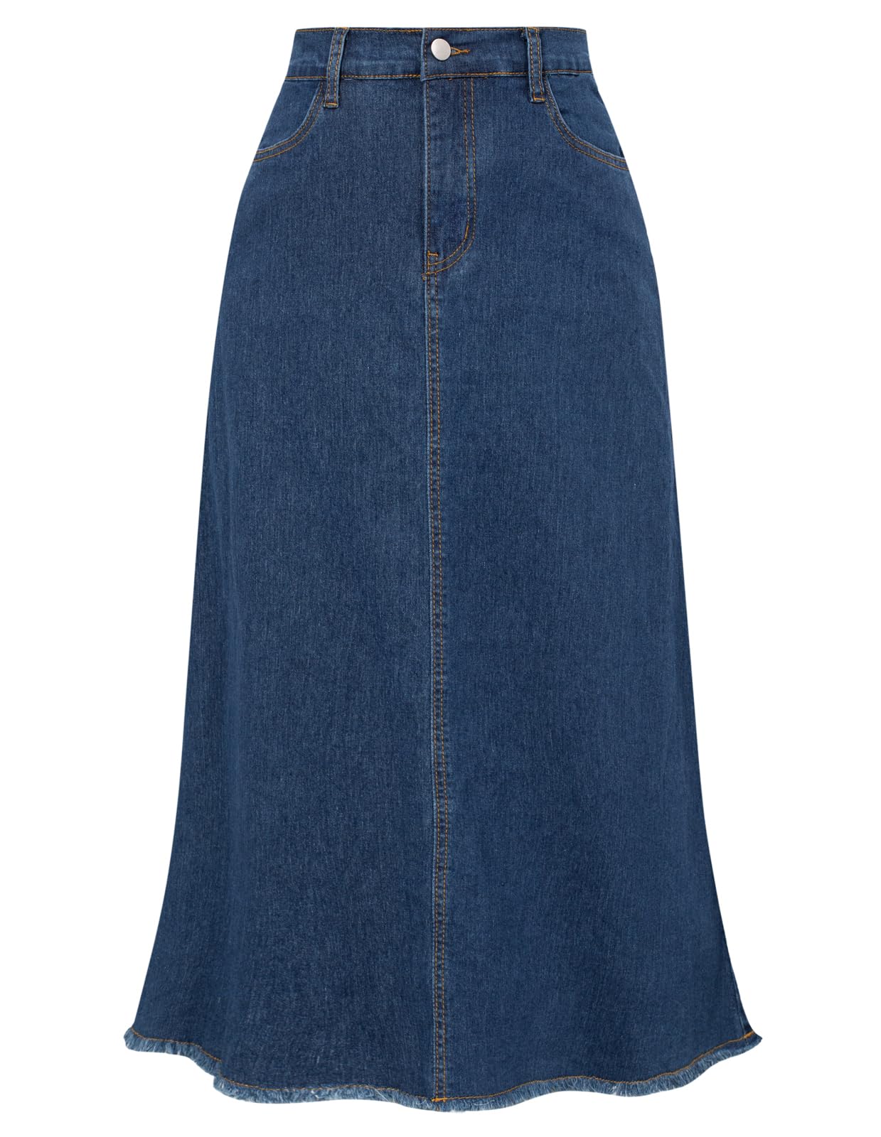 Chouyatou womens back elastic high waist aline maxi long denim jean