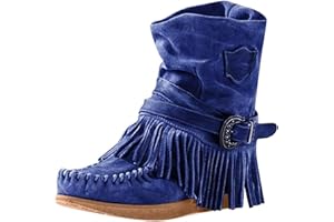 Lausiuoe Cowboy Boots For Women Wide Calf Wide Foot Knee High Western Cowgirl Style Embroidered Chunky Heel Fashion Boot