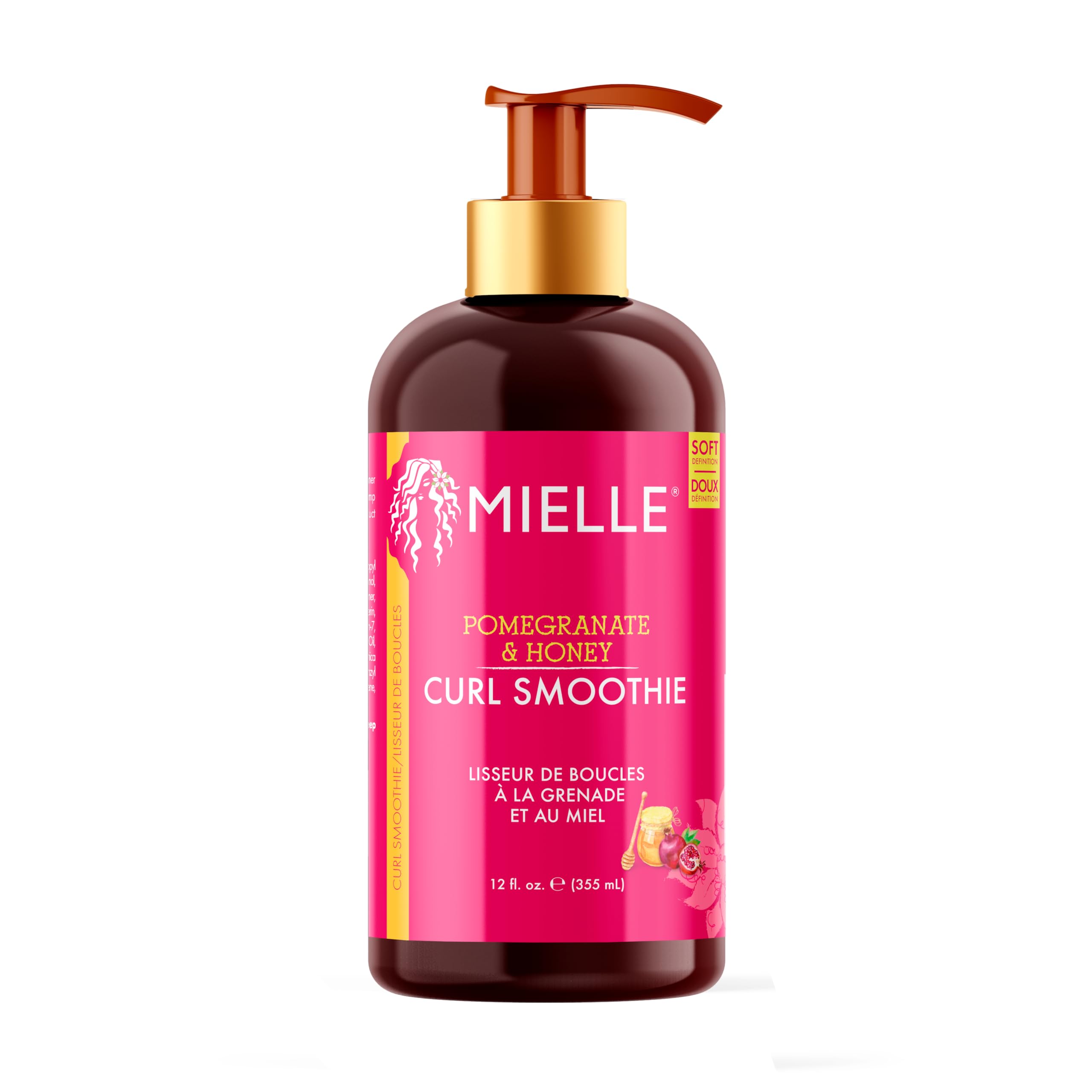 Mielle Pomegranate & Honey Curl Enhancing Smoothie - Moisturising Curly Hair Cream for Type 4 Curly & Coily Hair - Softens, Strengthens & Defines Curls, 355 ml (Pack of 1)