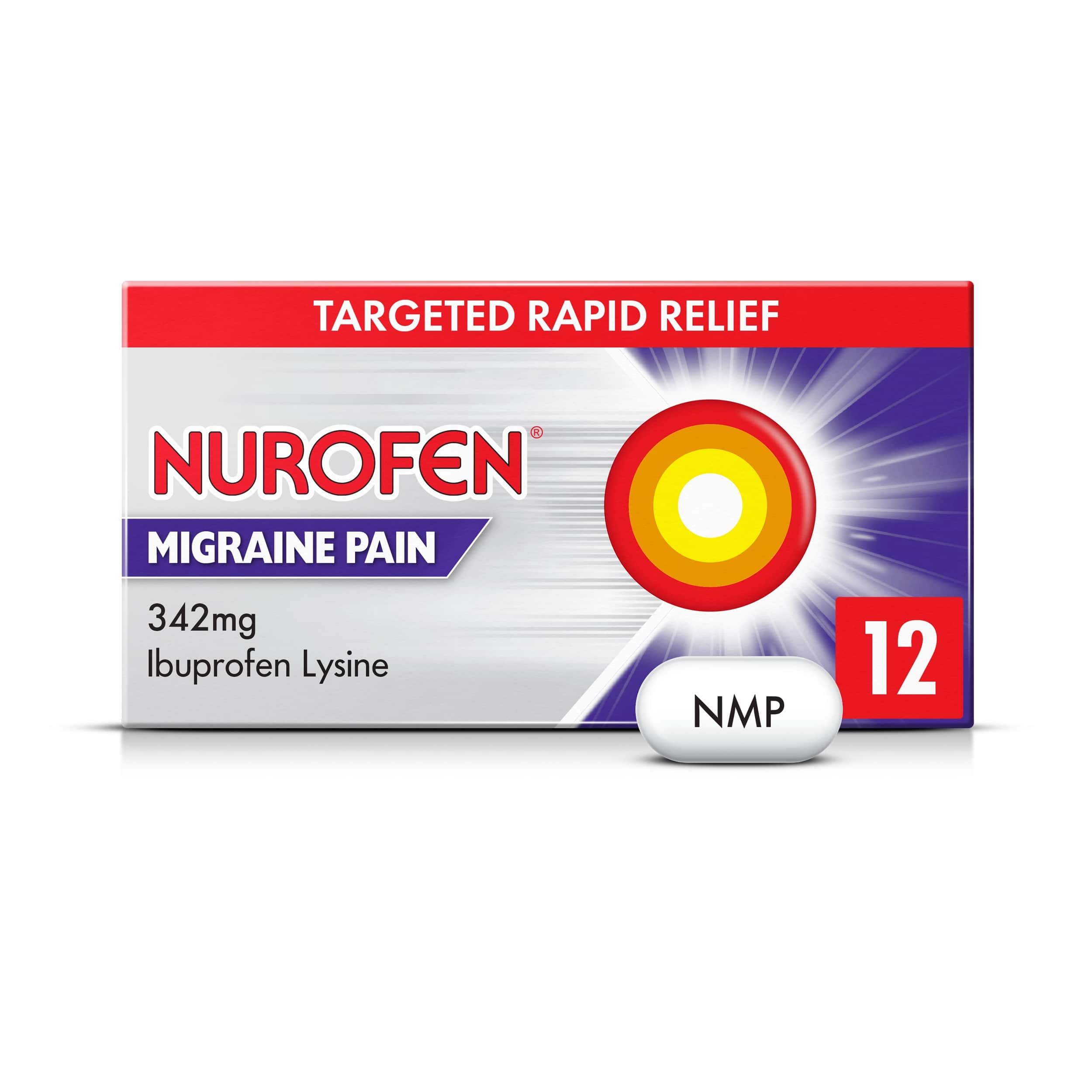 Nurofen 342mg Ibuprofen Lysine Caplets, 12 Count, Strong Headache And Migraine Painkillers, Effective For Fast Relief