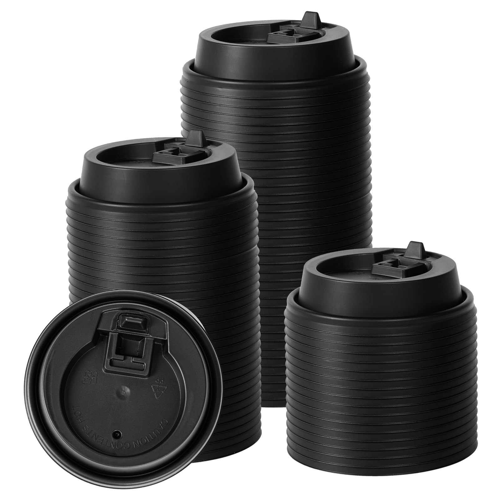 Photo 1 of JOLLY CHEF 300 Pack Black Coffee Cups Lids 3.6'', Disposable Plastic Lids for 10, 12, 16, 20 oz Paper Coffee Cups