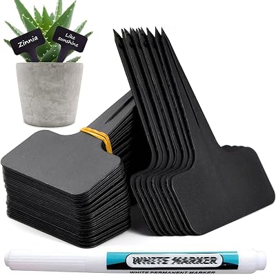 Orrdiffi 100 Pcs Plant Labels T-Type PVC Waterproof Markers for Outdoor Plants