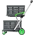CLAX® The Original | Made in Germany | Multi Use Functional Collapsible Carts | Mobile Folding Trolley | Storage Cart Wagon | Shopping Cart with 2 Storage Crates (Green)