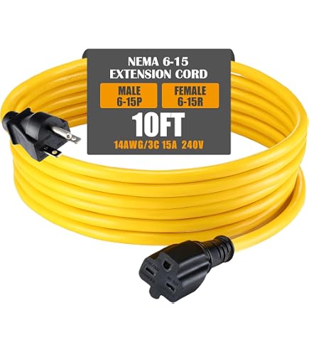 Parkworld NEMA 6-15 Extension Cord 6-15P to 6-15R (T Blade Female