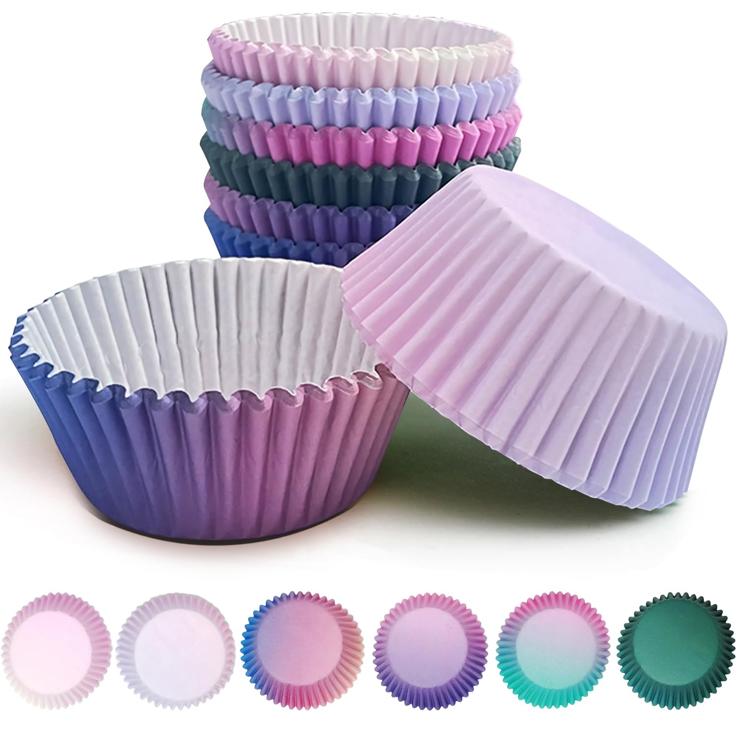 Photo 1 of qiqee 300-Count Cupcake Liners Standard Cupcake Cups 6 Design Cupcake Papers Baking Cups Cupcake Wrappers (Standard Size)