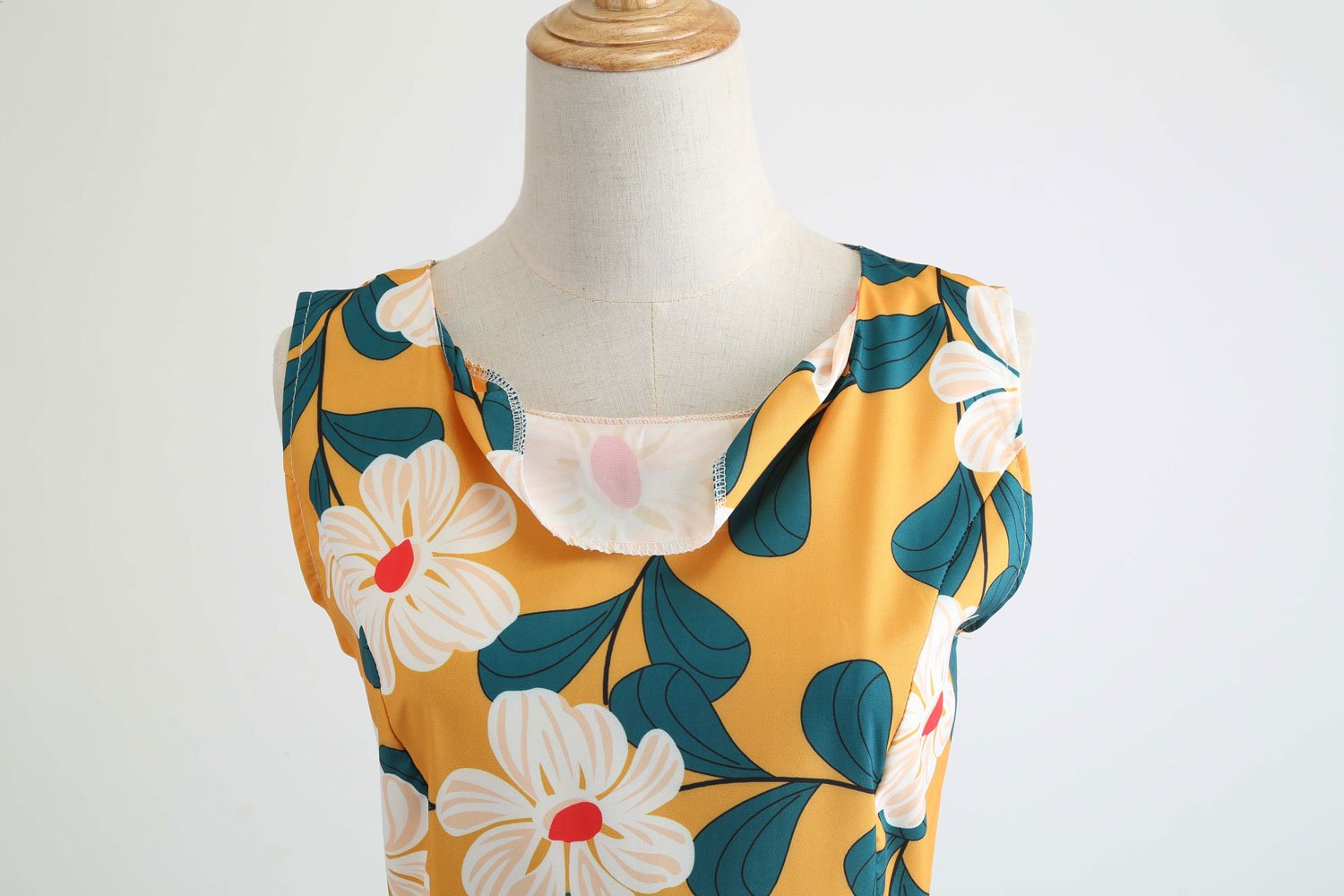 Women\'s 1950s Classy Cocktail Party Prom Vintage Rockabilly Floral Swing Dress with Belt Yellow M