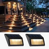 Follateas Solar Lights Outdoor, Waterproof Solar Powered Deck Step Lights for Patio Garden Backyard Garage Driveway Pathway O