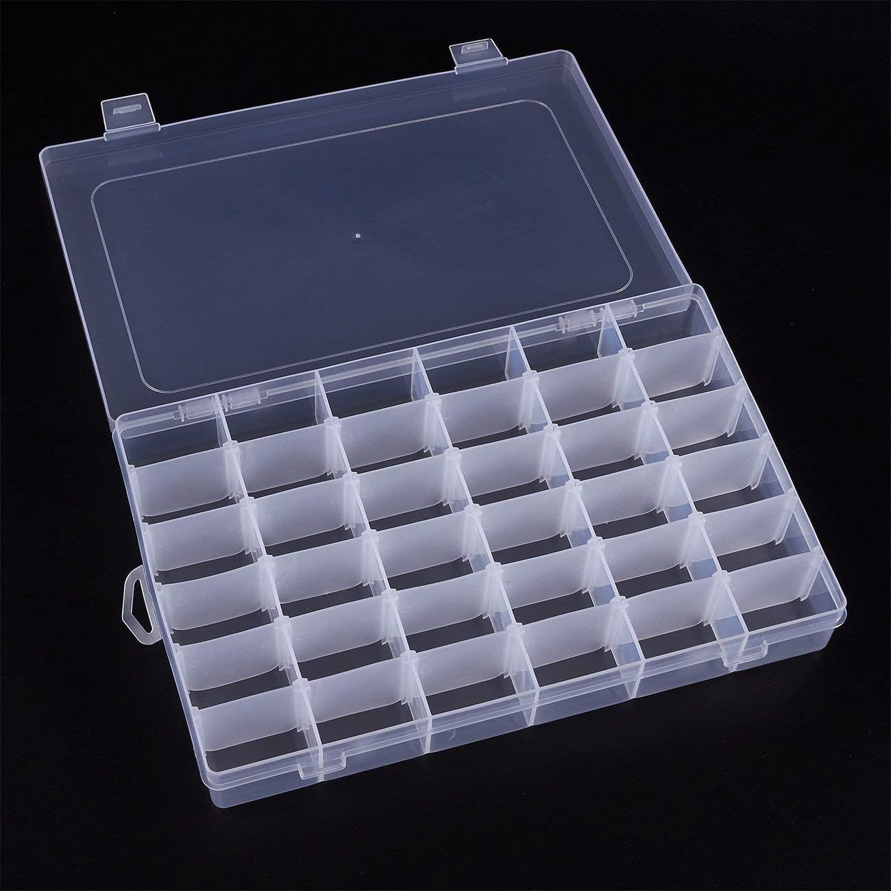 Clear Plastic Jewelry Box Organizer with 36 Compartments (3 Pack): Home & Kitchen