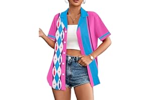 MOUSYA Bowling Shirts Women Hawaiian Bowling Shirt Bowling Lover Gift Tops Bowler Button Down Short Sleeve Tee