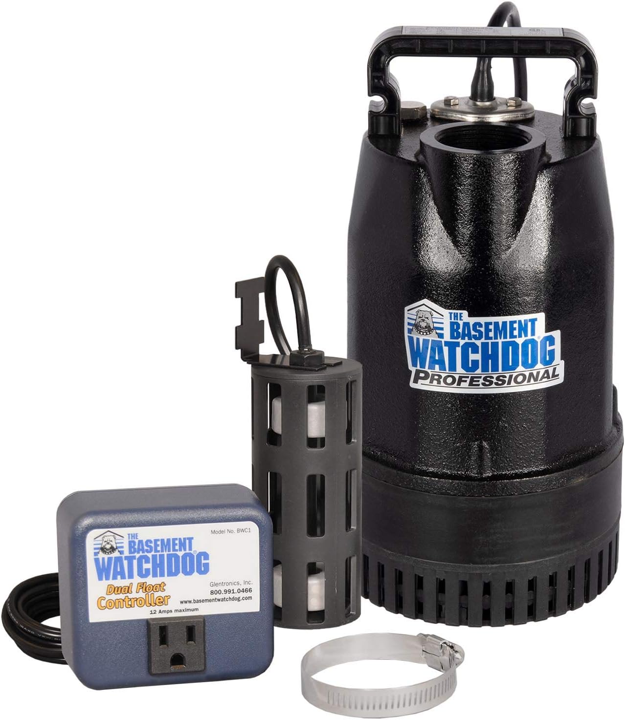 THE BASEMENT WATCHDOG Model SIT-50D 1/2 HP 4,400 GPH at 0 ft. and 3,540 GPH at 10 ft. Cast Iron Submersible Sump Pump with Top Discharge and Caged Dual Micro Reed Float Switch and Controller