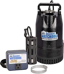 THE BASEMENT WATCHDOG Model SIT-50D 1/2 HP 4,400 GPH at 0 ft. and 3,540 GPH at 10 ft. Cast Iron Submersible Sump Pump with Top Discharge and Caged Dual Micro Reed Float Switch and Controller