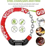 SPGOOD Bike Lock 830mm Heavy Duty Chain 5-Digit Resettable Red view 5