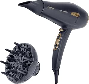 Ufesa SC8460 Secador Iónico Profesional Motor AC 2400W Generador de Iones 2  Velocidades 3 Temperaturas Difusor y Concentrador Boca Estrecha 6 mm, Negro  : Amazon.es: Belleza