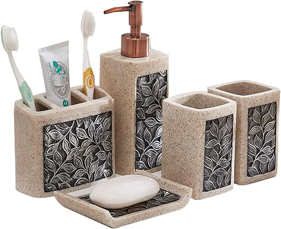 KKYY 5 Piezas Juego de Accesorios de Baño- Soporte para Cepillo de