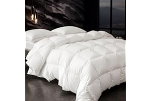 LONGPHEI Down Fibers Comforter Queen Size 100% Cotton Thick Winter-Ultra Soft Comforter High Fill Power Comforters,Hotel Collection Fully Duvet Insert with Corner Tabs,Expert-Crafted Even Loft(White,90x90)