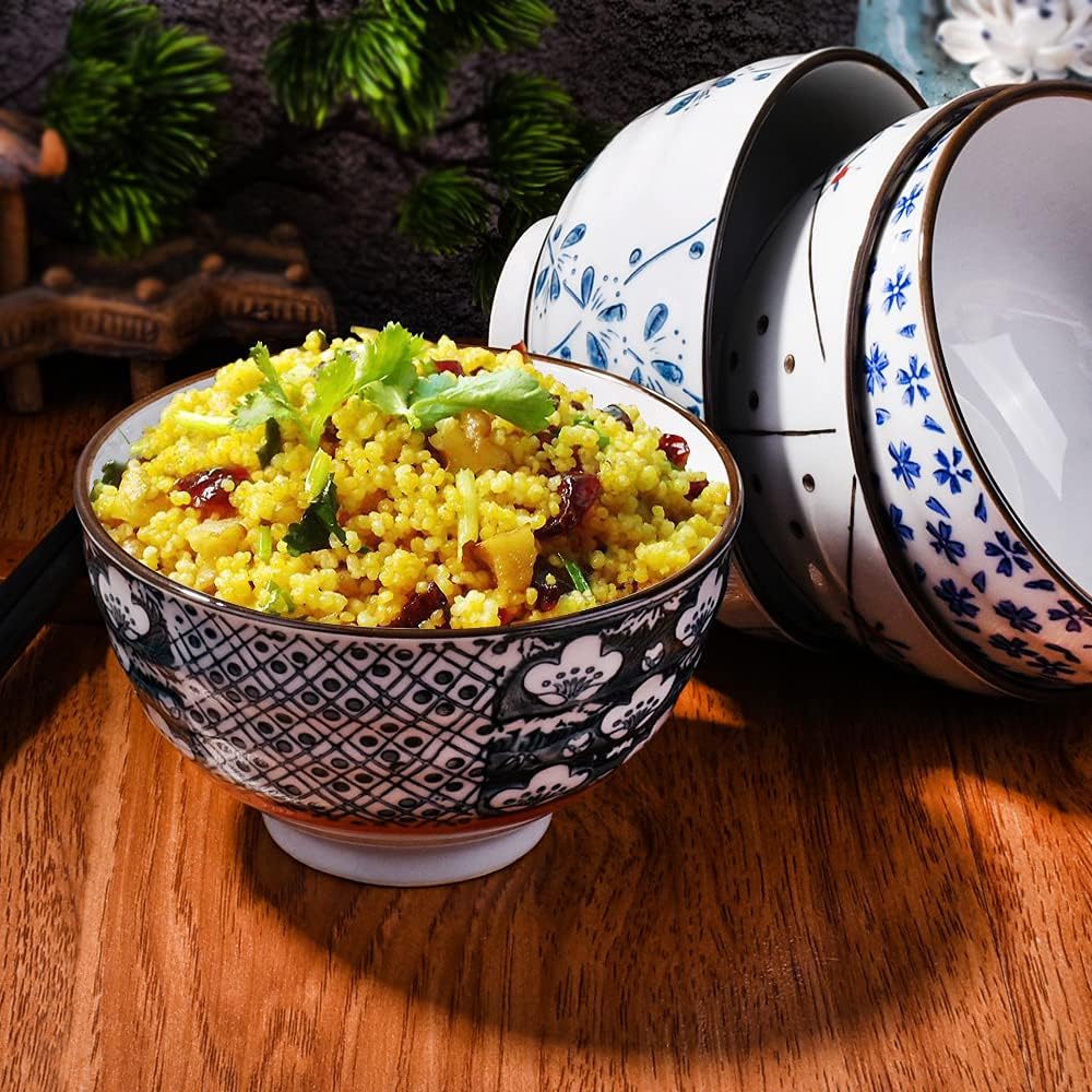  | Japanese Ceramic Rice Bowls set, Soup Bowls for Rice Soup Salad Snack: Rice Bowls