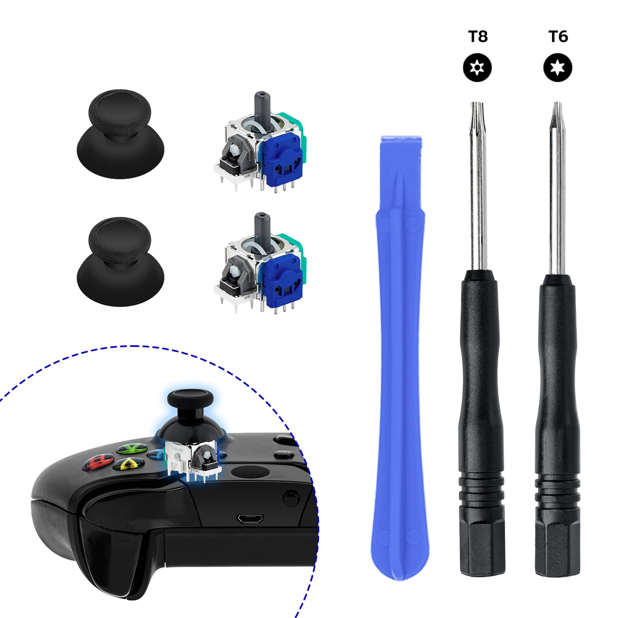 Mcbazel Hall Effect Joystick Replacement Compatible with Xbox Series X&S/ One/ One X/ One S, 3D Analog Sensor Module Thumb Stick Controller Accessories Repair Kit