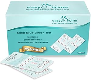 Easy@Home 5 Panel Instant Drug Test Kits - Testing Marijuana (THC), COC, OPI 2000, BZO, MET/mAMP - Urine Dip Drug Testing - #EDOAP-654-10 Pack - Expires 10/10/21