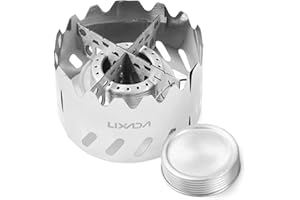 Mini Backpacking Stove 100ml Aluminum Alcohol Burner with Lid Cross Stand and Windshield for Camping Hiking Use