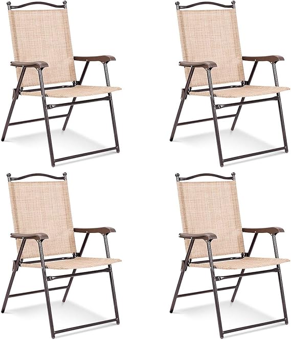 Giantex Set of 4 Folding Sling Back Chairs Indoor Outdoor