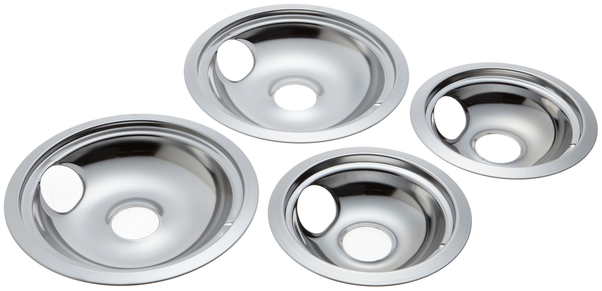 Electric Stove Drip Pans for GE Hotpoint Kenmore Burner 4 Set Chrome