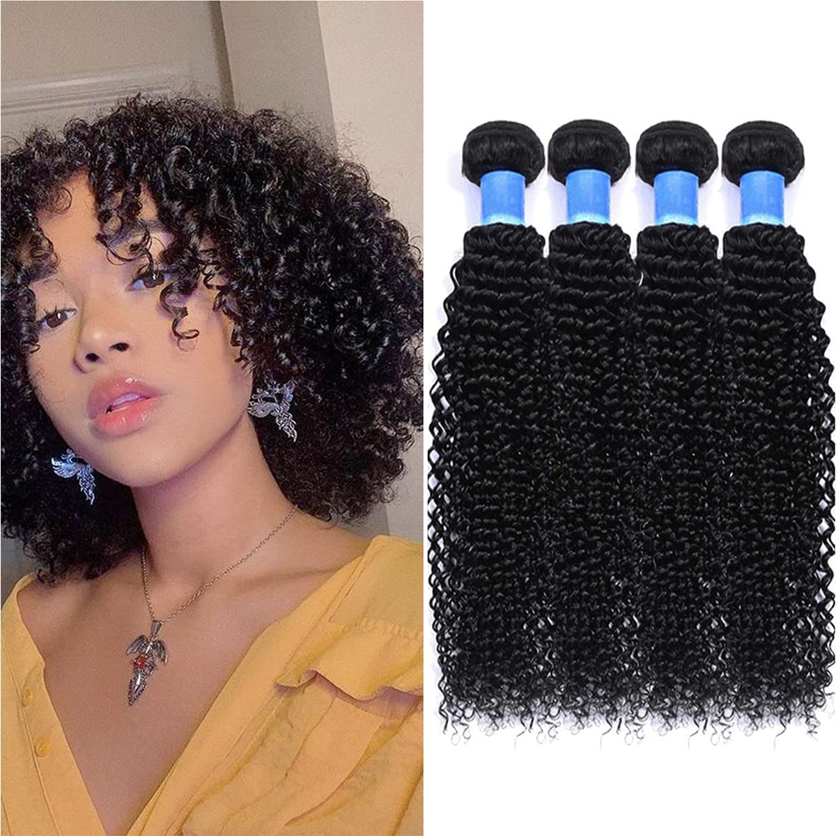 4 Bundles Curly Brazilian Weaves Human Hair - 8 Inches - Brazilian Hair Bundles - 50g/bundle (200g Total)-Natural Virgin Human Hair Bundles โ image 1