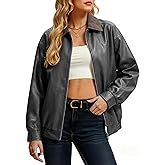 Casly Lamiit Women Leather Jacket Oversized Bomber Motorcycle Zip Up Jacket Spring Trendy Coats Fashion Clothes 2026