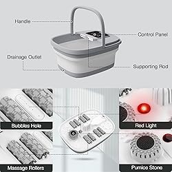 HOSPAN Collapsible Foot Spa with Heat, Bubble, Red