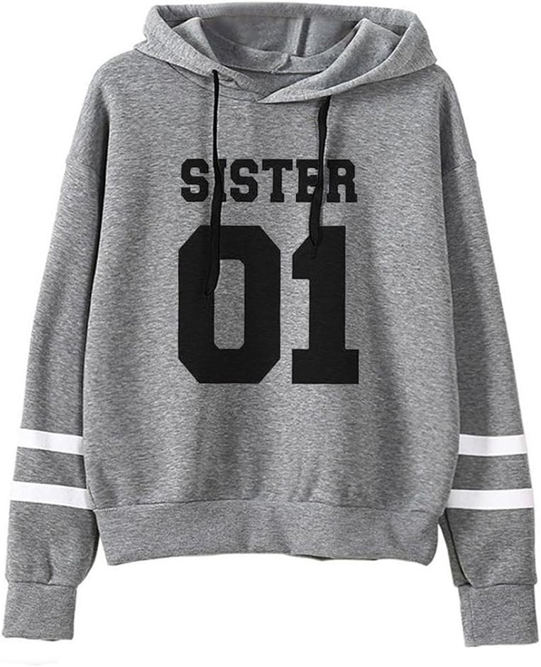 Women's Sister 01 Print Long Sleeve Soft Pocket Hoodies Hooded Sweatshirts Pullover Tops For Best Friend