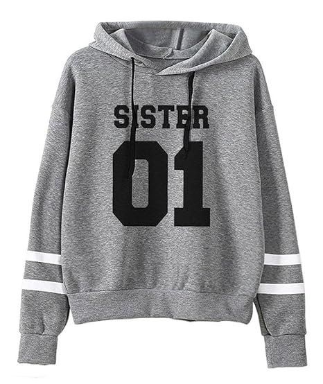 Kapuzenpullis Frauen Best Friends Sister 01 Drucken Sweatshirt Damen Langarm Hoodies Pullover Tops Bluse Kapuzen