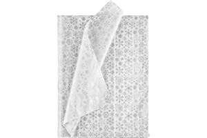 NEBURORA 60 Sheets Christmas Snowflake Tissue Paper Silver Snowflake Gift Wrapping Tissue Paper for DIY Crafts and Christmas 