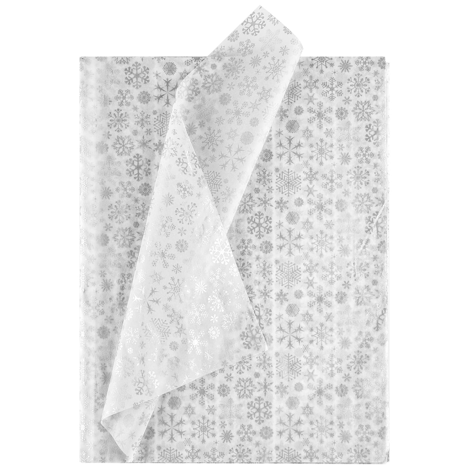 NEBURORA 60 Sheets Christmas Snowflake Tissue Paper Silver Snowflake Gift Wrapping Tissue Paper for DIY Crafts and Christmas Party Decorations
