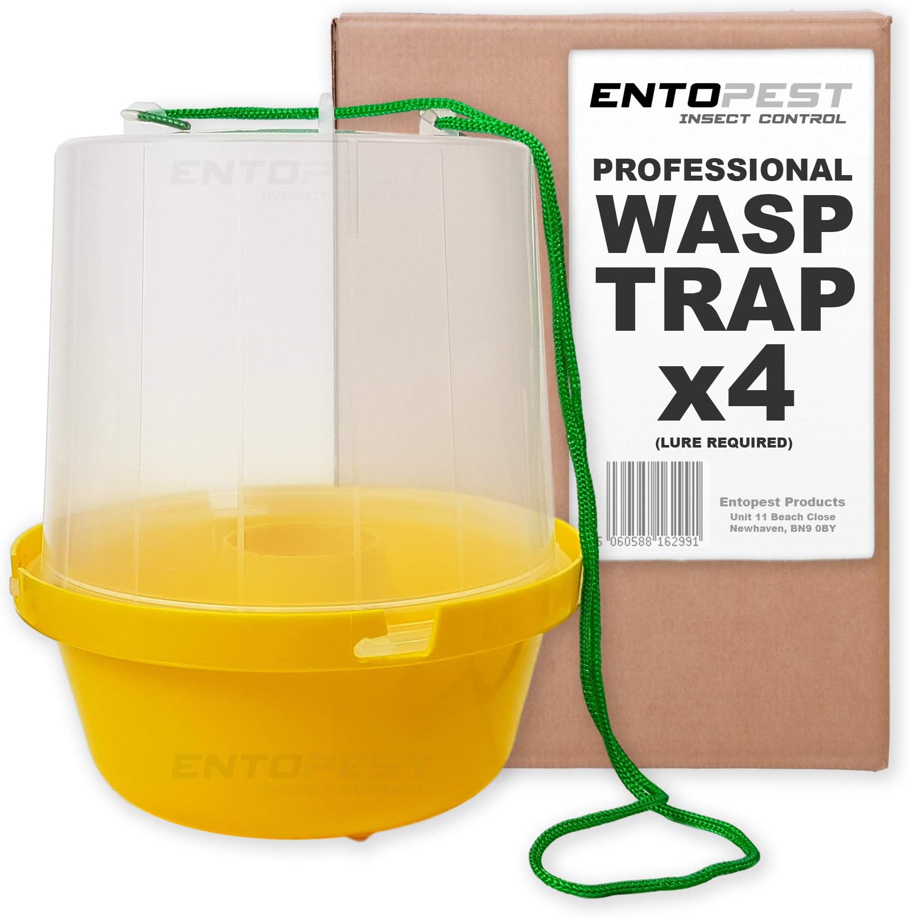 Entopest 4 x Hanging Wasp Trap Pot Kit - Professional Control & Monitoring of Problem Wasps for Perimeter Garden Outdoor External Use