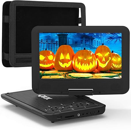 Amazon Qkk ポータブルdvdプレーヤー 9インチ 車載ケース付き 2500maバッテリー 5時間超長再生 リージョンフリー Cprm Sd Av Usb対応270度回転 三つ給電式 車載dvdプレイヤー 3年保証 ポータブルdvdプレーヤー 通販