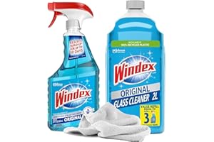 Daley Mint Towel + Glass and Window Cleaners | Original No Scent Spray Bottle, 23oz + Refill, 67.6oz | Window & Glass Cleaners (90.6oz Total)