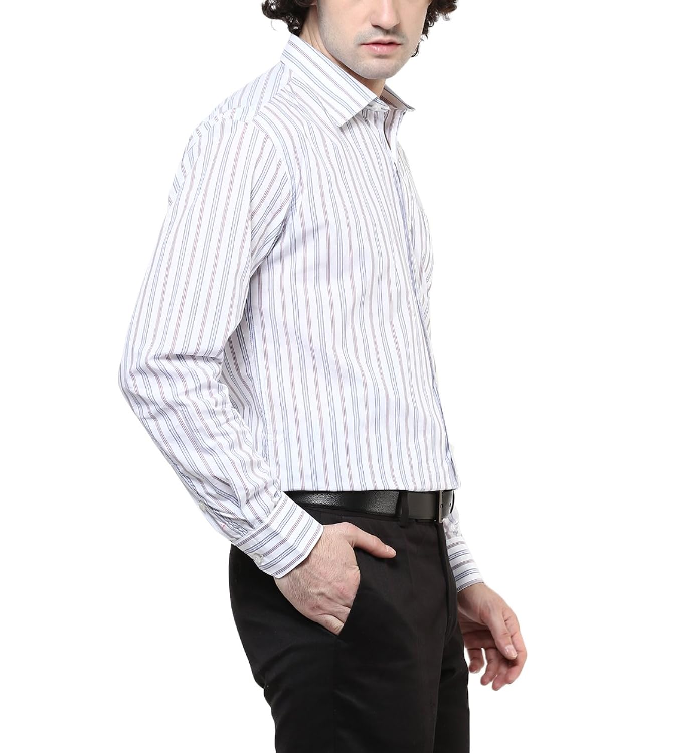 american crew men's cotton stripes shirt with pocket (white & red)