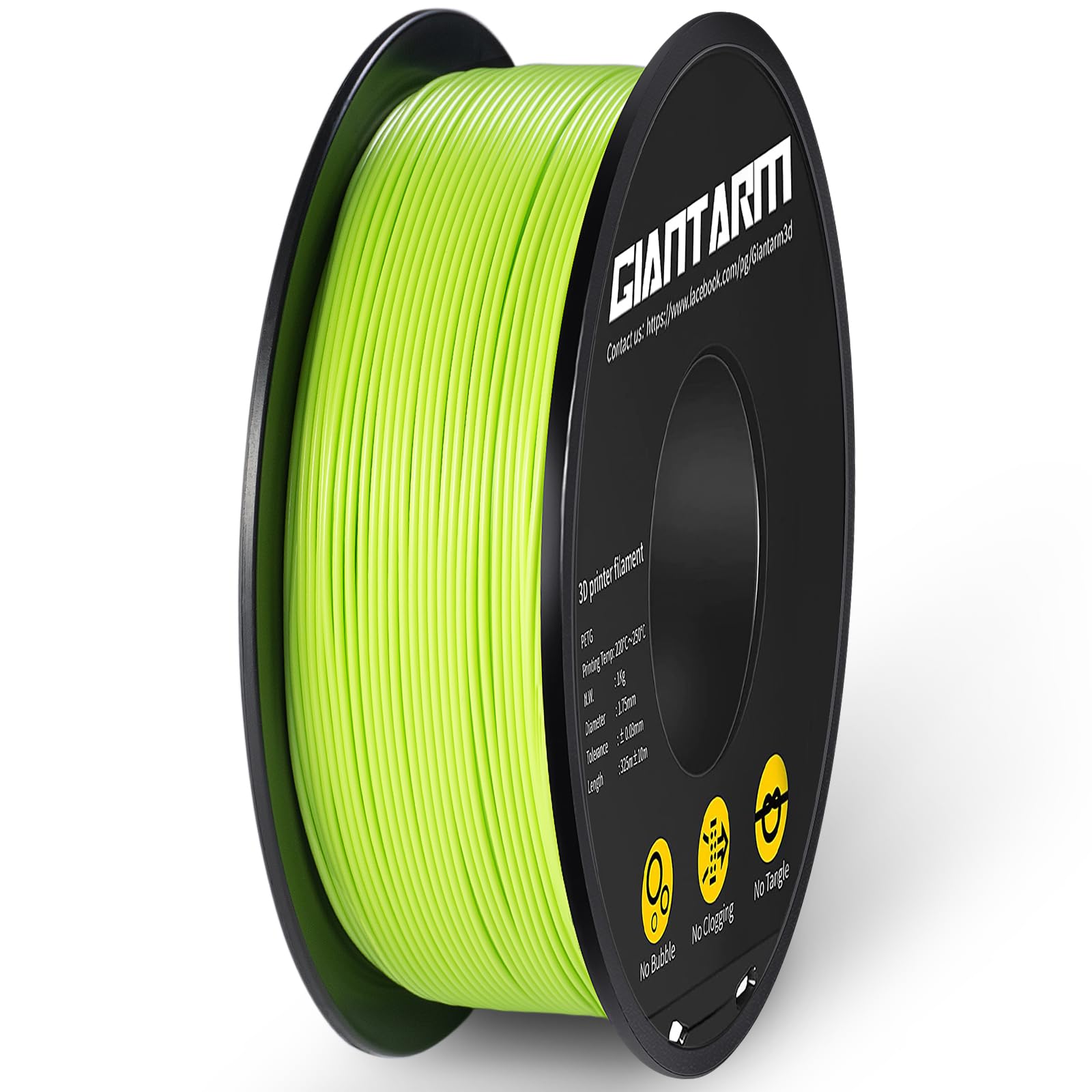 PLA Filament 1.75mm, GIANTARM Classic PLA 3D Printer Filament 1kg Spool (Apple Green) — image 1