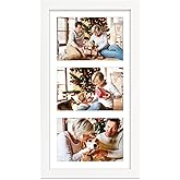 Golden State Art, 5x7 Collage Picture Frame, Fit Three 5x7 Photos, Solid Wood with Real Glass, Horizontal Vertical for Wall Mounting, 1 Pack, White